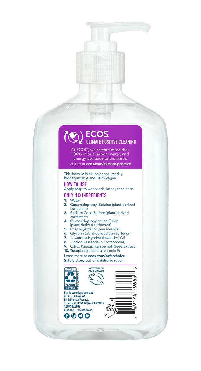 Earth Friendly Products Liquid Hand Soap, Lavender (6x17 Oz)