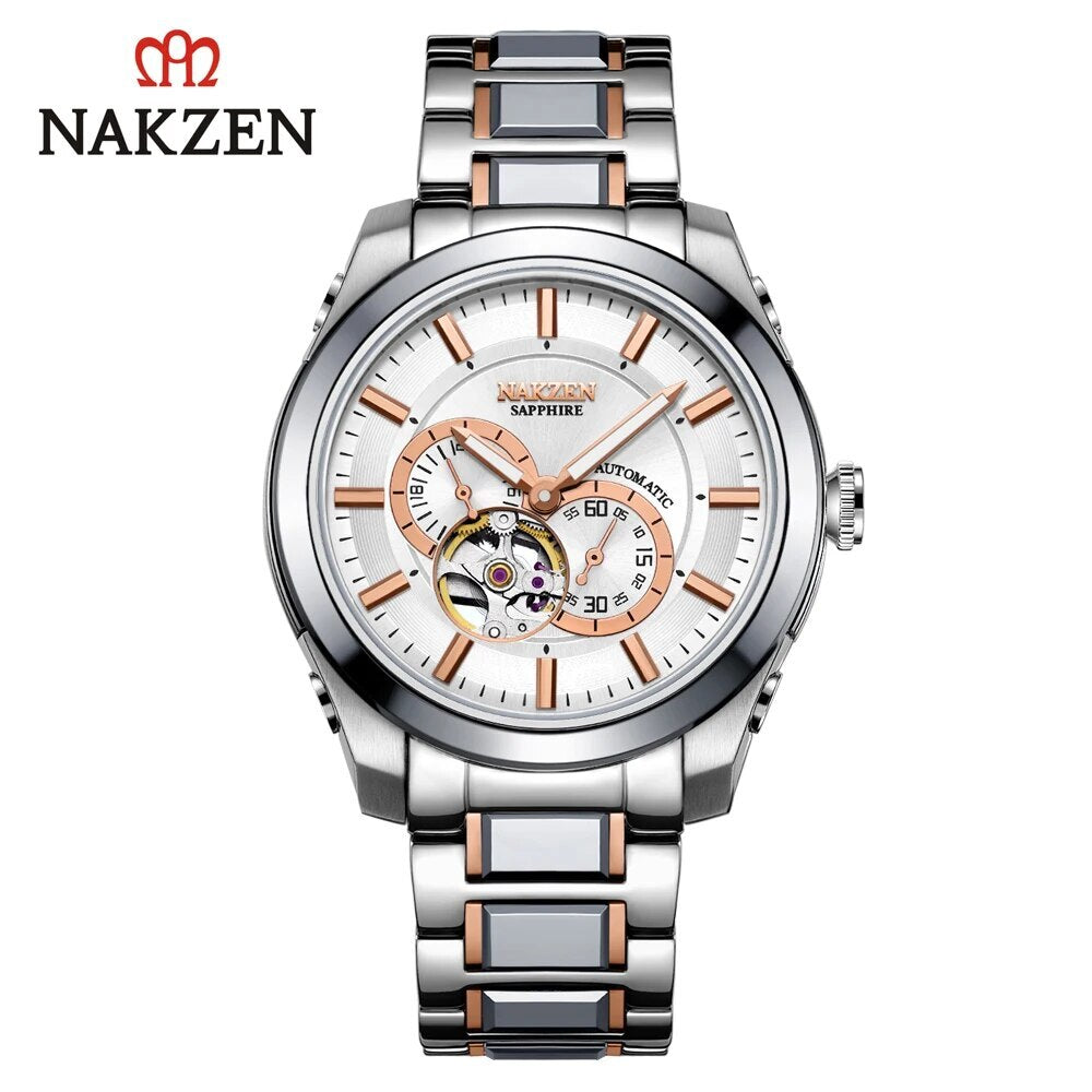 NAKZEN Men Automatic Watch Miyota 82S7 Sapphire Luxury Mechanical Wristwatch Stainless Steel Waterproof Watch Clock relogio masc