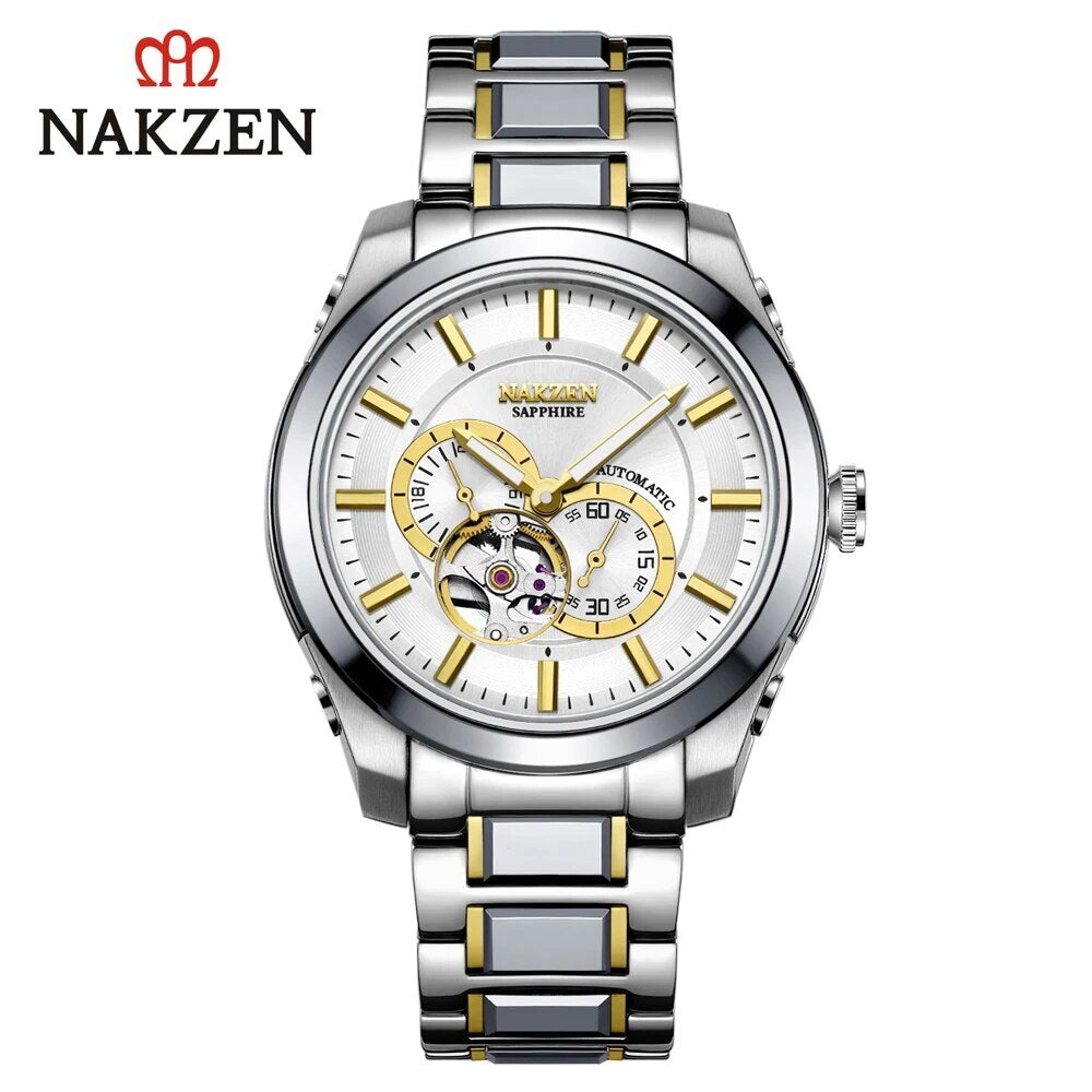NAKZEN Men Automatic Watch Miyota 82S7 Sapphire Luxury Mechanical Wristwatch Stainless Steel Waterproof Watch Clock relogio masc