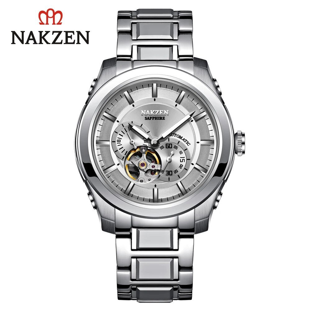 NAKZEN Men Automatic Watch Miyota 82S7 Sapphire Luxury Mechanical Wristwatch Stainless Steel Waterproof Watch Clock relogio masc