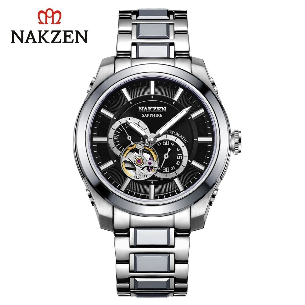 NAKZEN Men Automatic Watch Miyota 82S7 Sapphire Luxury Mechanical Wristwatch Stainless Steel Waterproof Watch Clock relogio masc