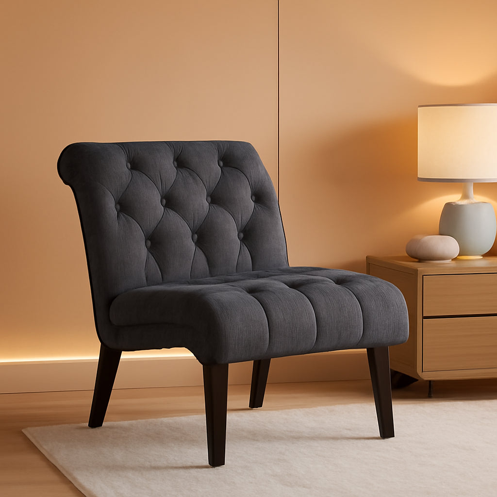 Set of 2 Button Tufted Slipper Chairs