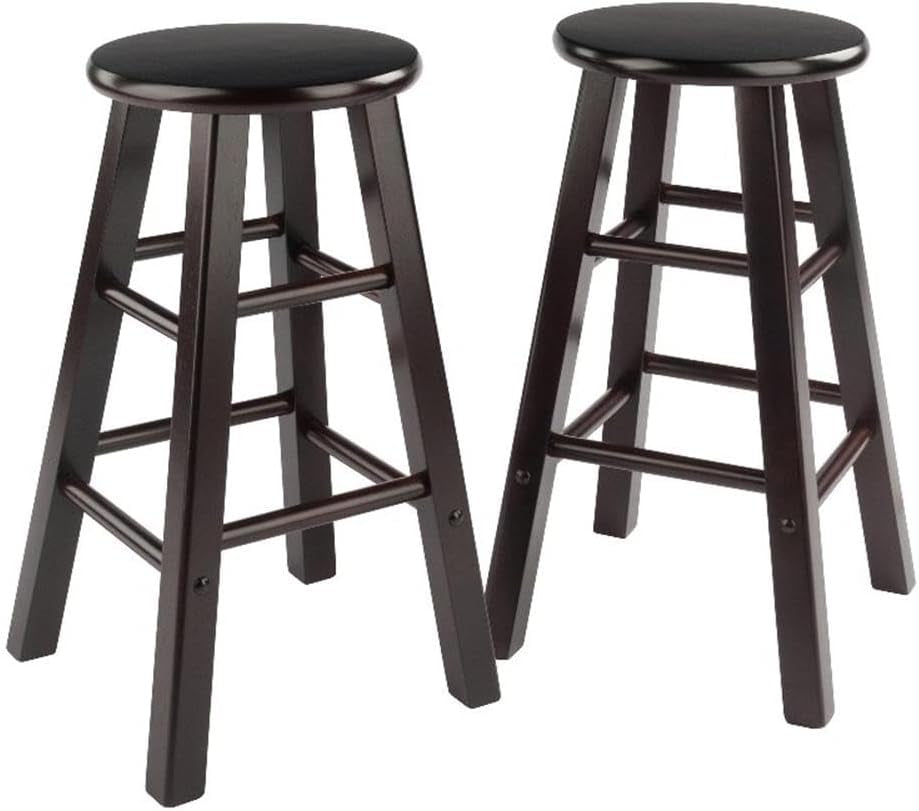 Element 2-Piece 24In Counter Stool Set, Espresso Finish, Solid Wood, Modern Design-0