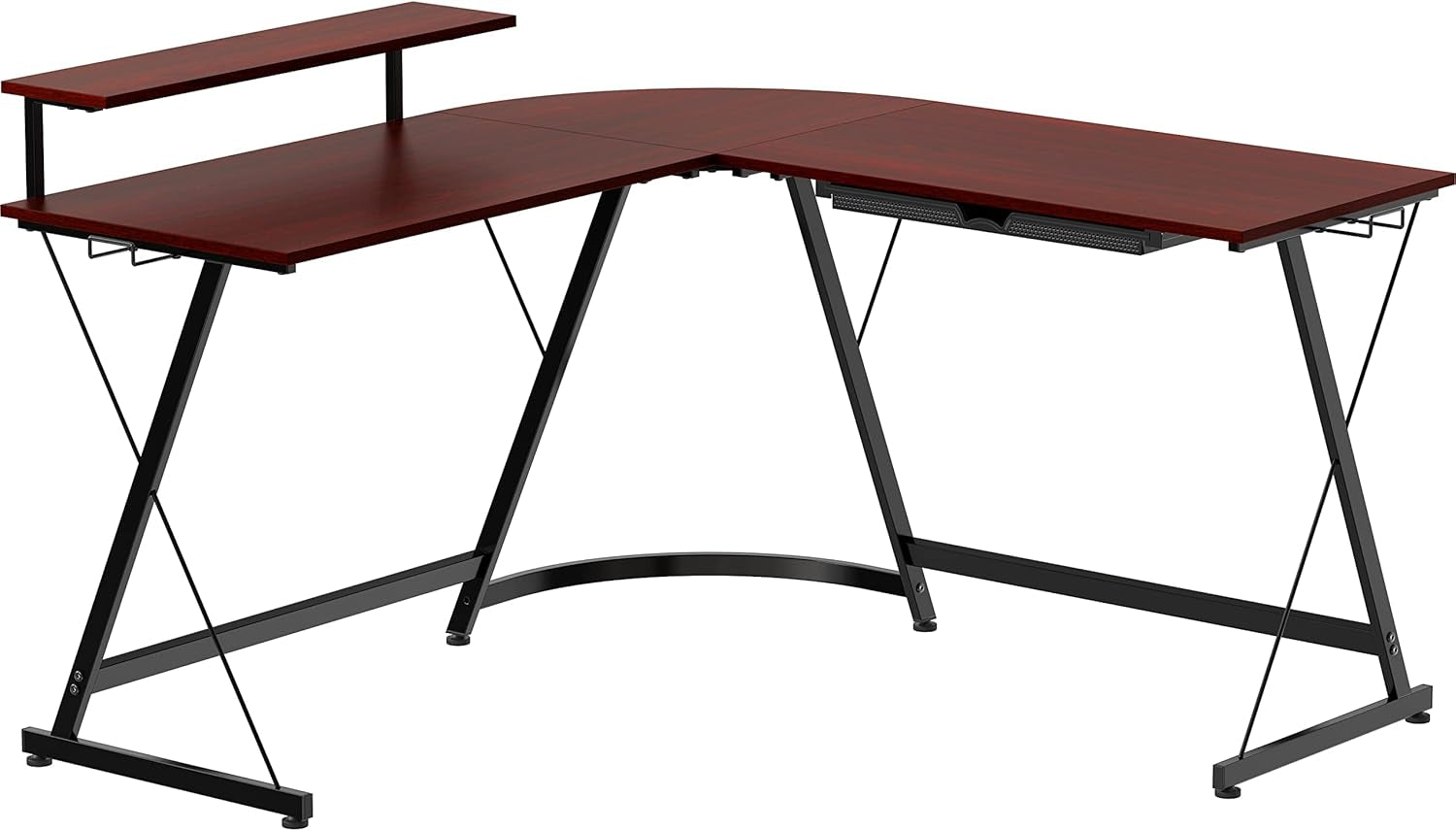 Vista L-Shape Desk with Monitor Stand, Cherry
