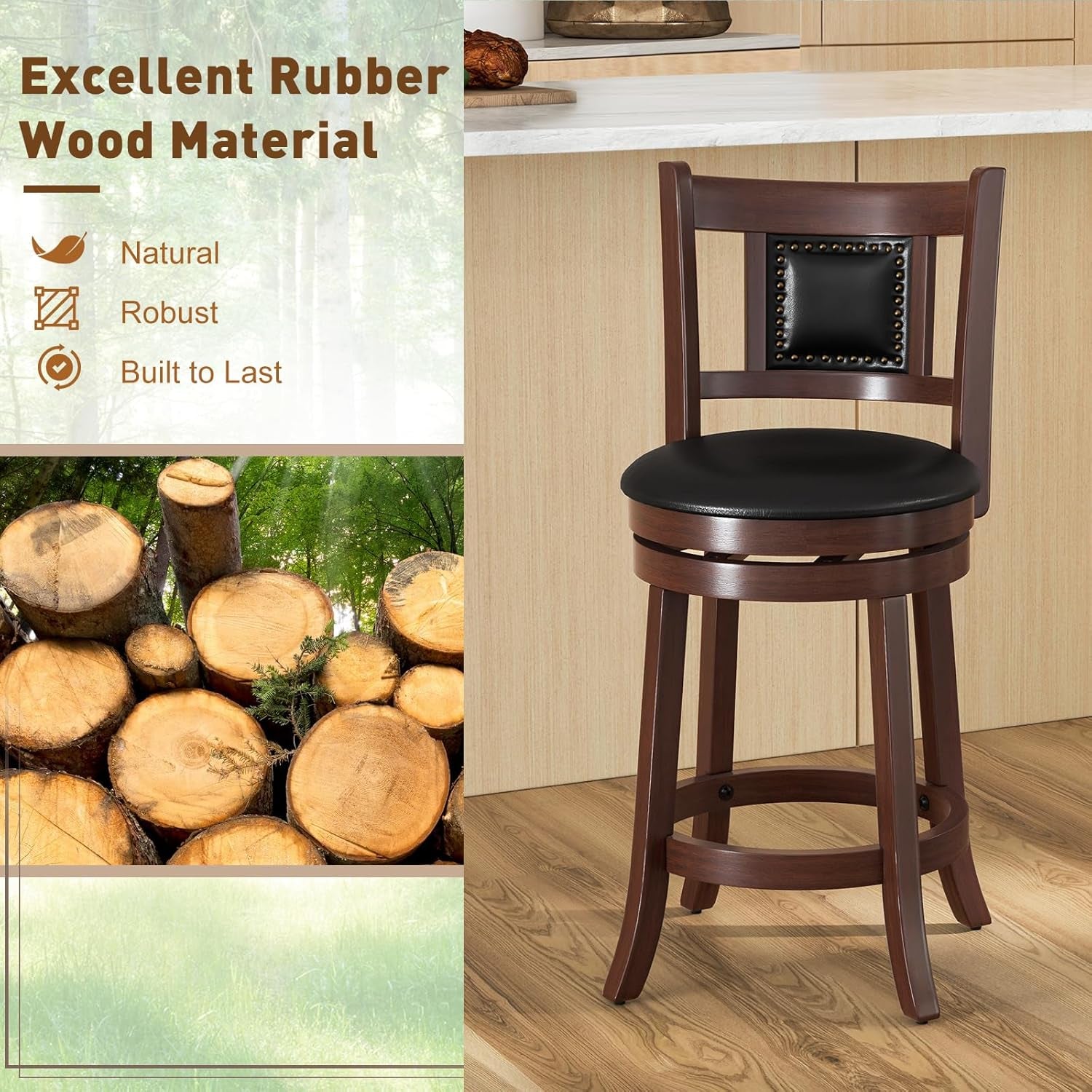 Ergonomic Swivel Bar Stools Set of Two-3