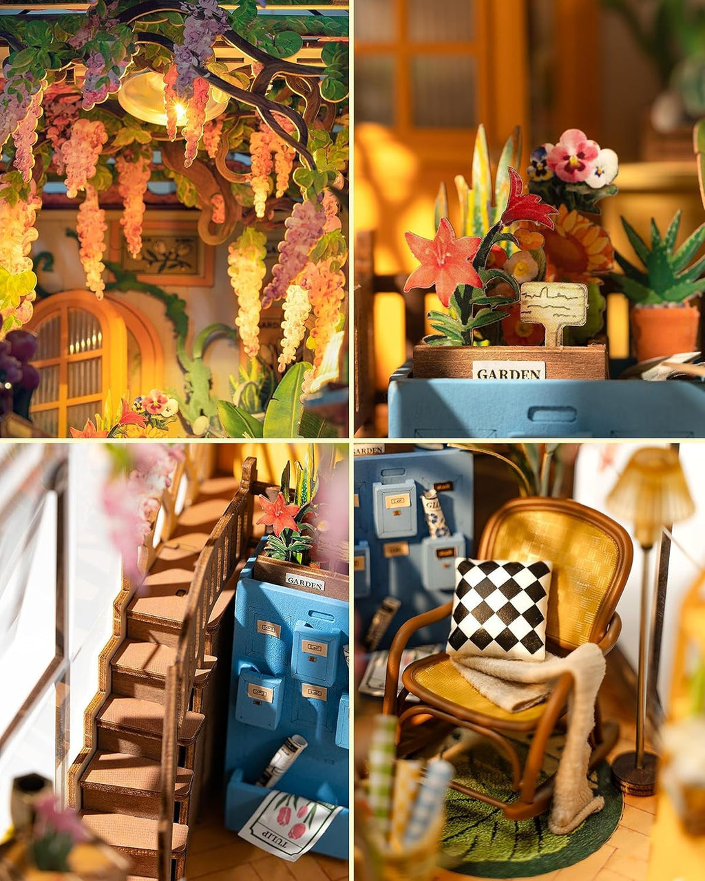 DIY Book Nook Kits for Adults-Garden House Bookshelf Insert Booknook-3D Puzzle Dollhouse Room Decor for Teen Girls Boys Women Men-4