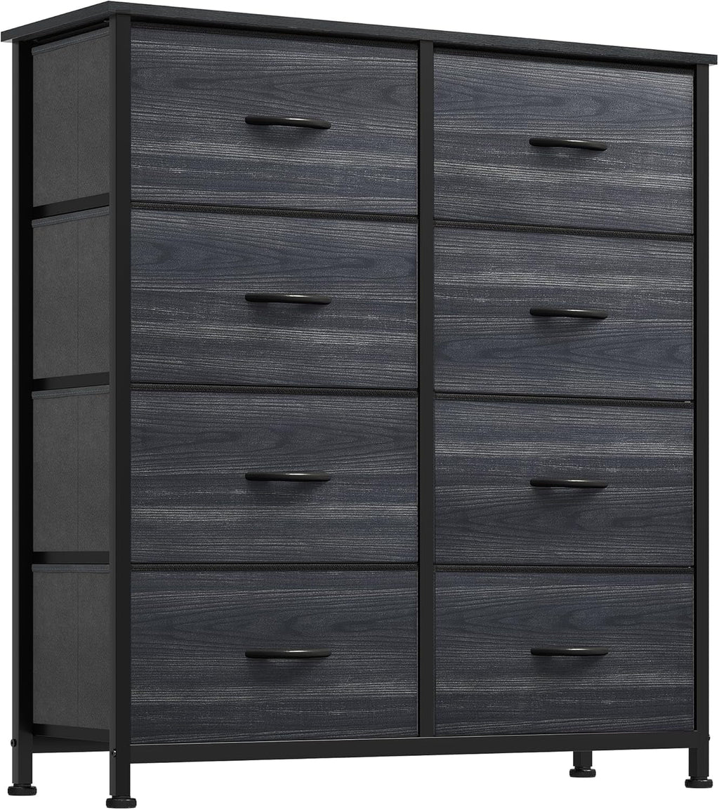 Dresser with 8 Drawers - Fabric Storage Tower, Organizer Unit for Bedroom, Hallway, Closets - Sturdy Steel Frame, Wooden Top & Easy Pull Fabric Bins