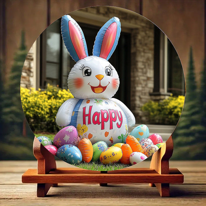 Giant Inflatable Easter Bunny with "Happy Easter" Message
