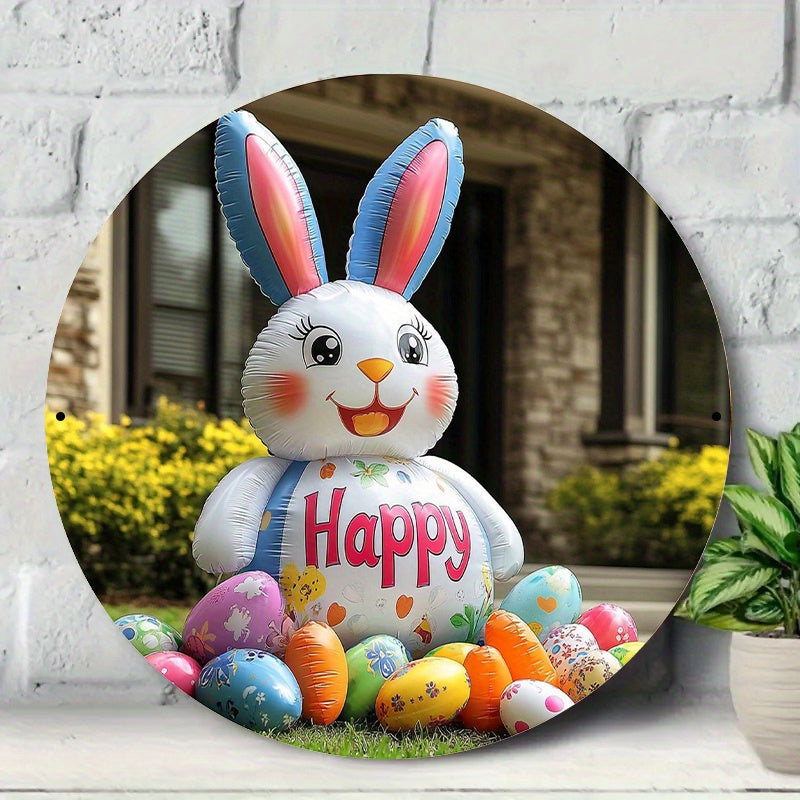 Giant Inflatable Easter Bunny with "Happy Easter" Message