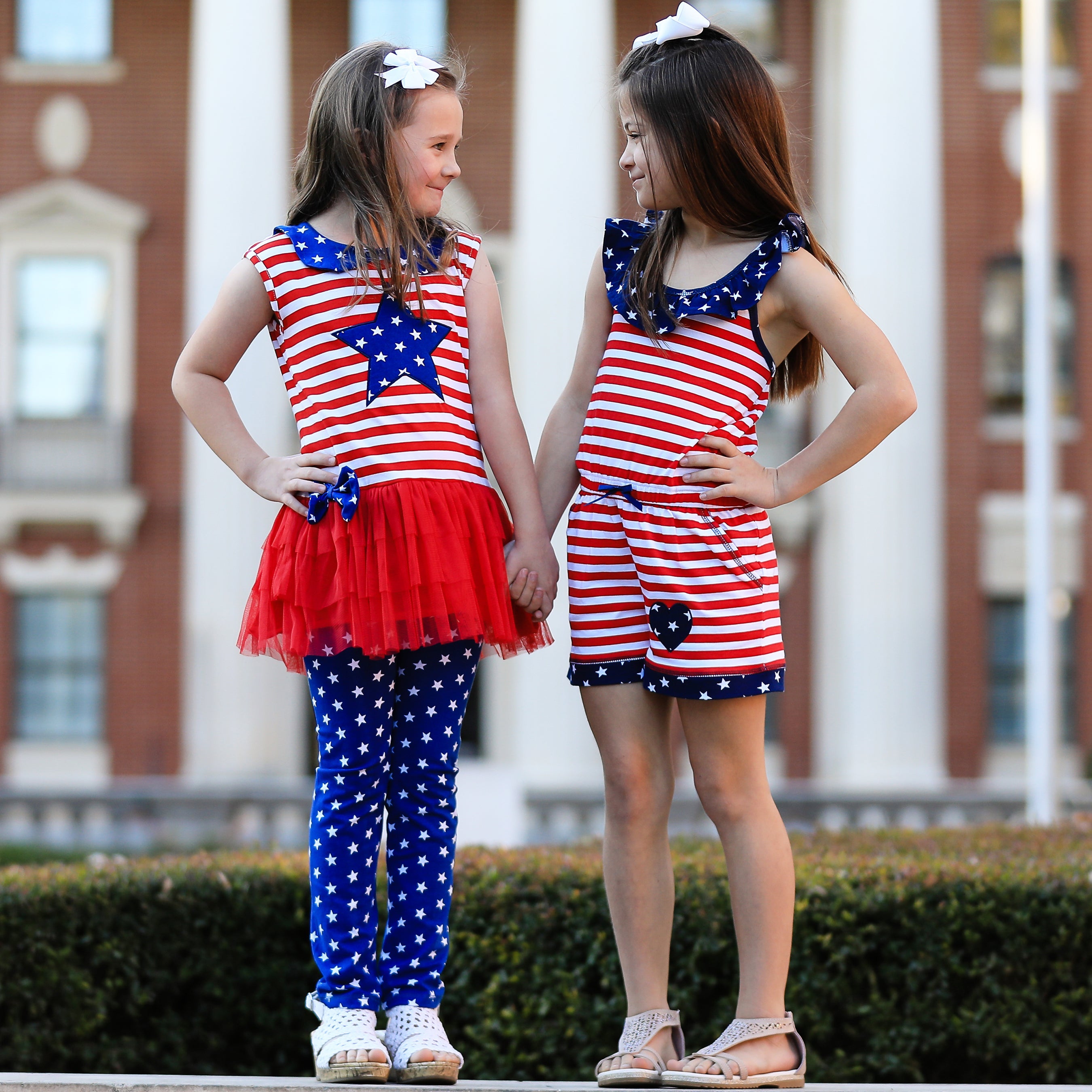 AnnLoren Girls Jumpsuit Stars & Stripes 4th of July Boutique Clothing