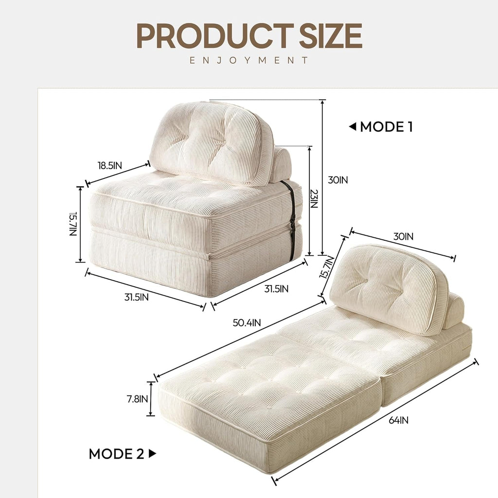 Folding Sofa Bed with Pillow for Comfy Lounge
