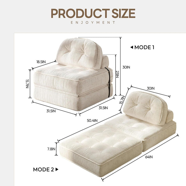 Folding Sofa Bed with Pillow for Comfy Lounge