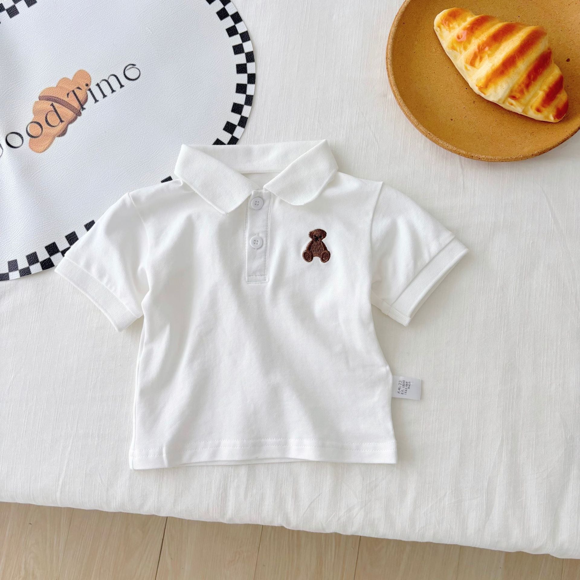 Summer Hot Selling Baby Kids Boys Sleeveless Black Strap Overalls and White Polo Shirt Clothing Set