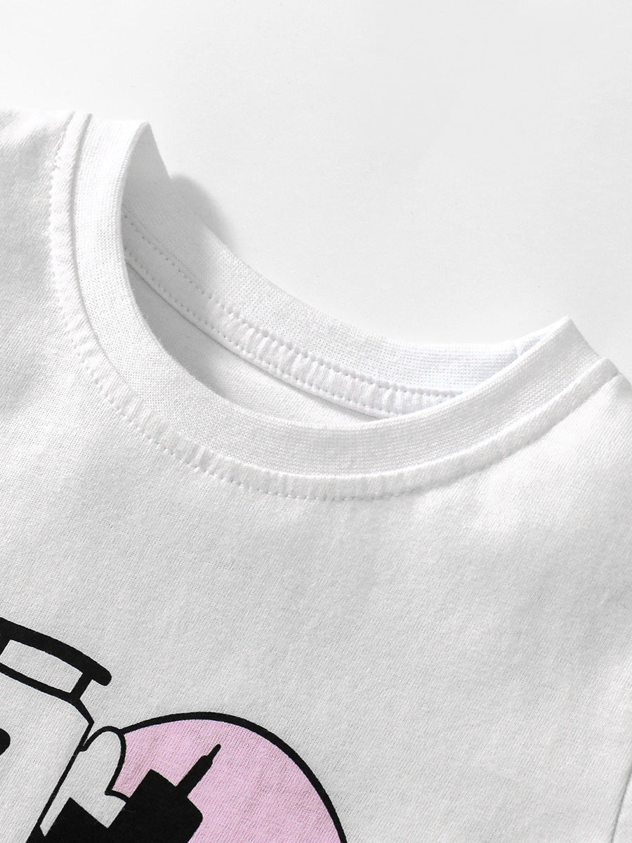 Baby And Kids Boys Alligator Cartoon Short Sleeves Top And Shorts 2-Piece Casual Clothing Set