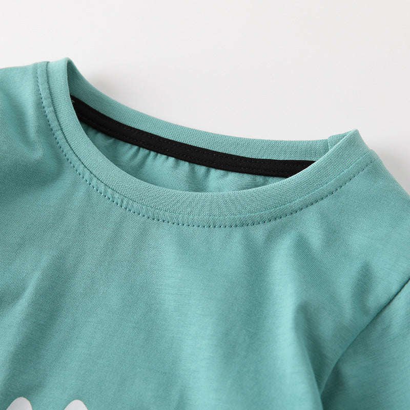 Spring and Autumn Boys Cartoon Pattern Long Sleeves Top and Plaid Pants Clothing Set