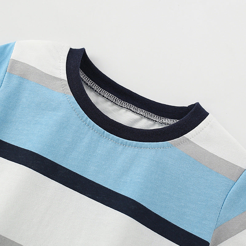 Summer Baby Kids Casual Striped Pattern T-shirt and Shorts Clothing Set for Boys