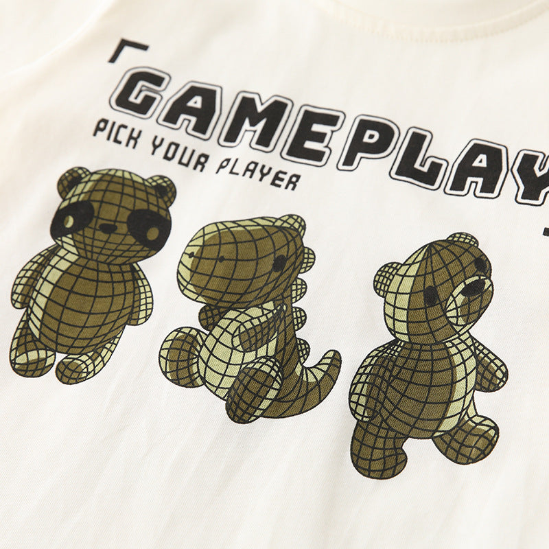 Spring and Autumn Boys Cartoon and Letters Pattern Long Sleeves Top and Pants Clothing Set