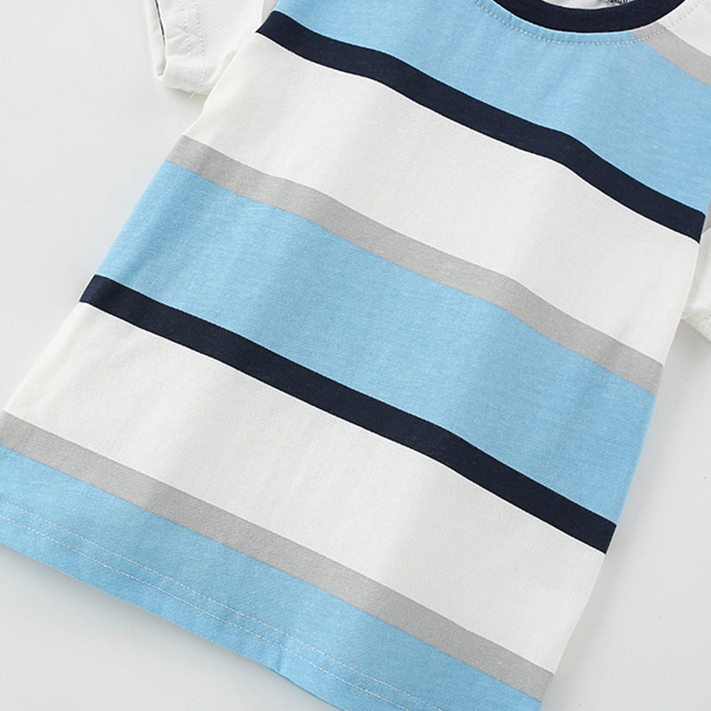 Summer Baby Kids Casual Striped Pattern T-shirt and Shorts Clothing Set for Boys