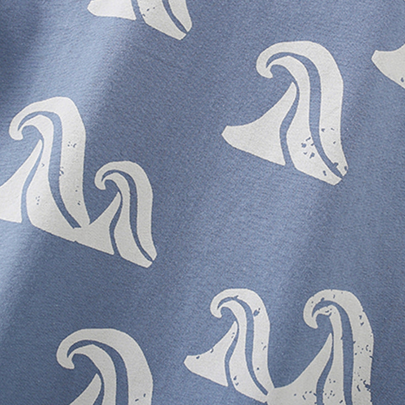 Summer Baby Kids Waves Pattern T-shirt and Shorts Clothing Set for Boys