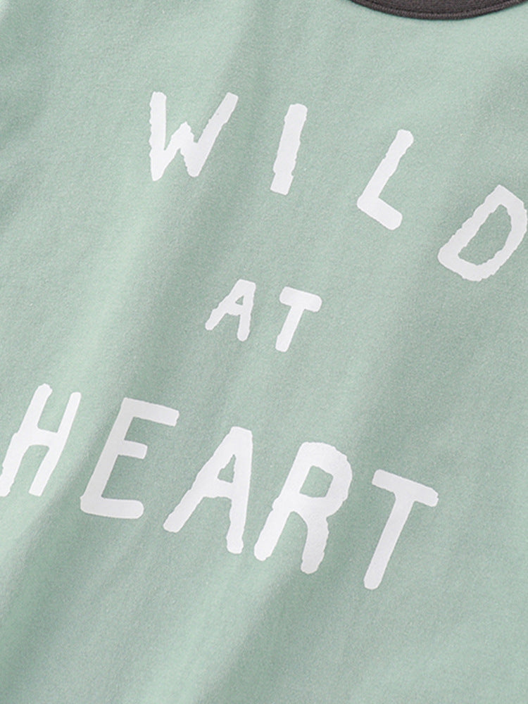 Baby And Kids Boys Words Print Short Sleeves Top And Shorts With Pockets Casual Clothing Set