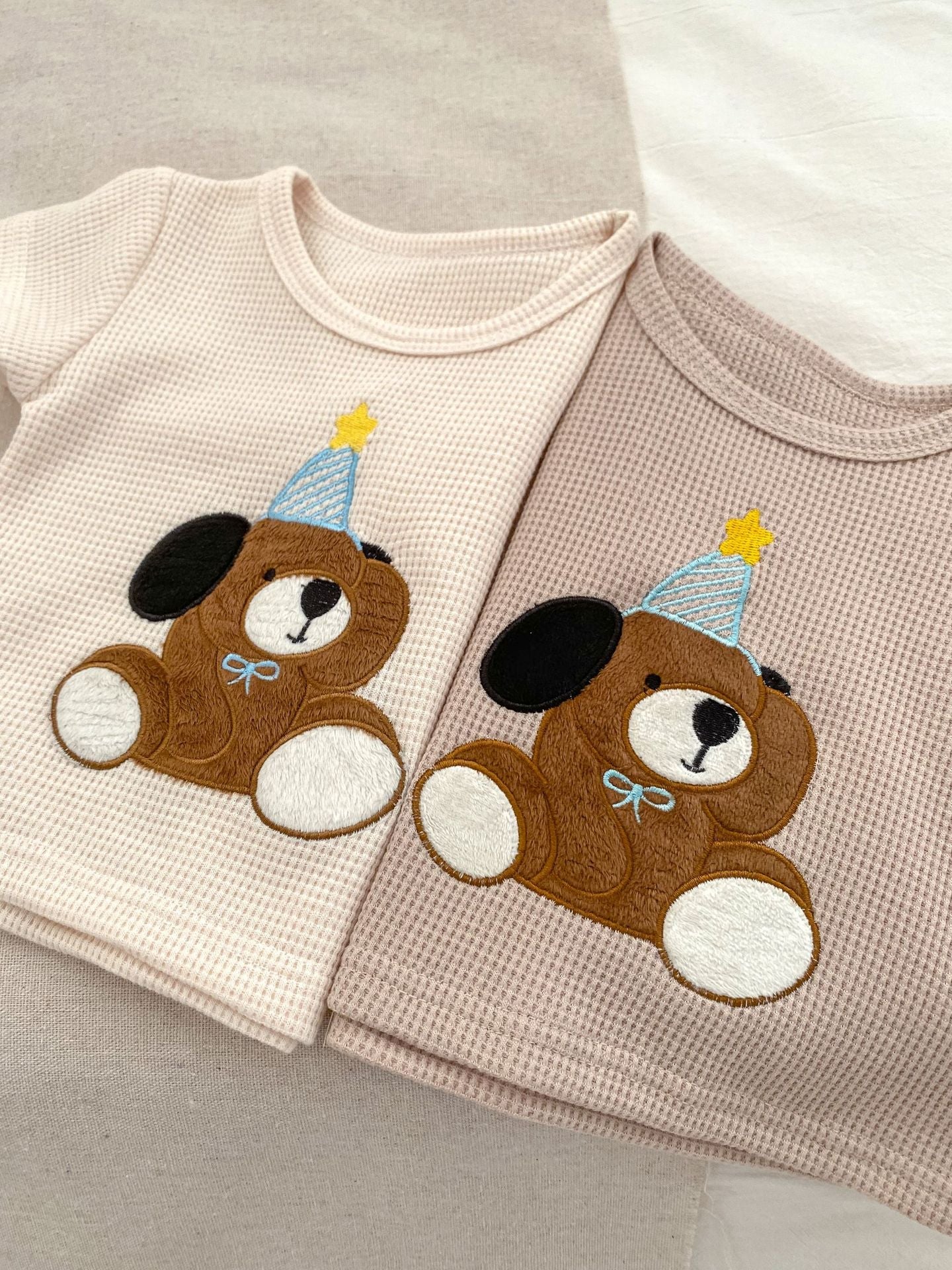 Baby Kids Boys Cute Teddy Pattern Short Sleeves Top And Solid Color Shorts Casual Clothing Set