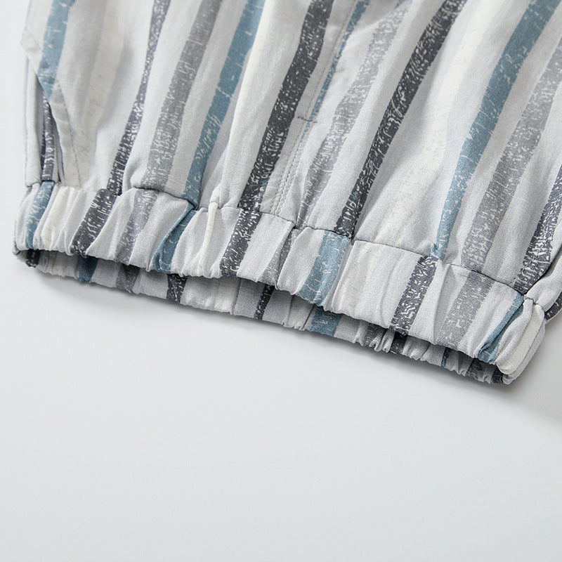 Summer Baby Kids Striped Vest Pattern T-shirt and Shorts Clothing Set for Boys