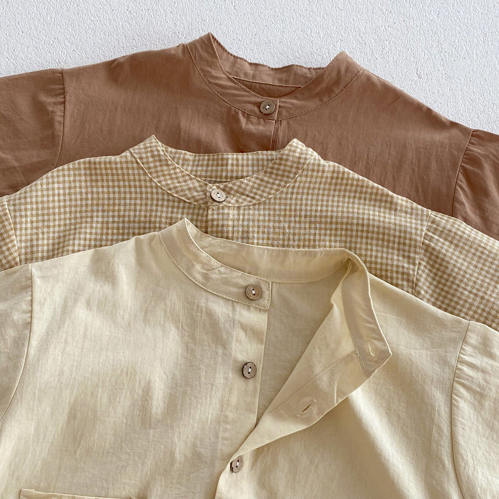 Baby Kids Boys Plaid/Solid Short Sleeves Top Shirt And Shorts Casual Clothing Set