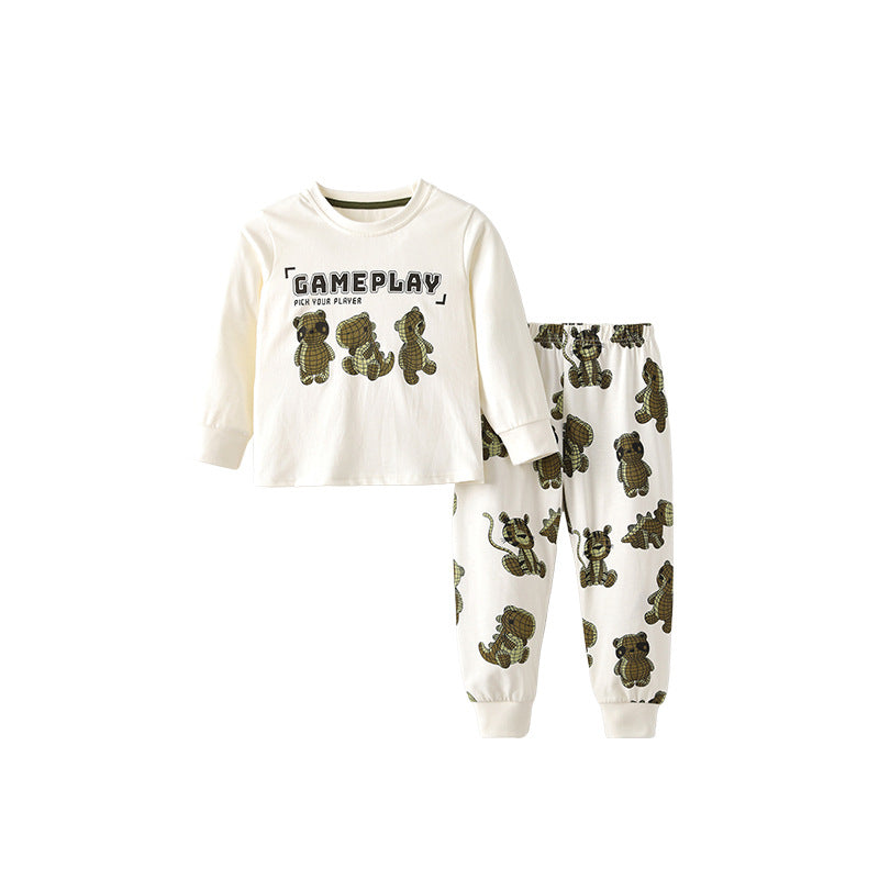 Spring and Autumn Boys Cartoon and Letters Pattern Long Sleeves Top and Pants Clothing Set