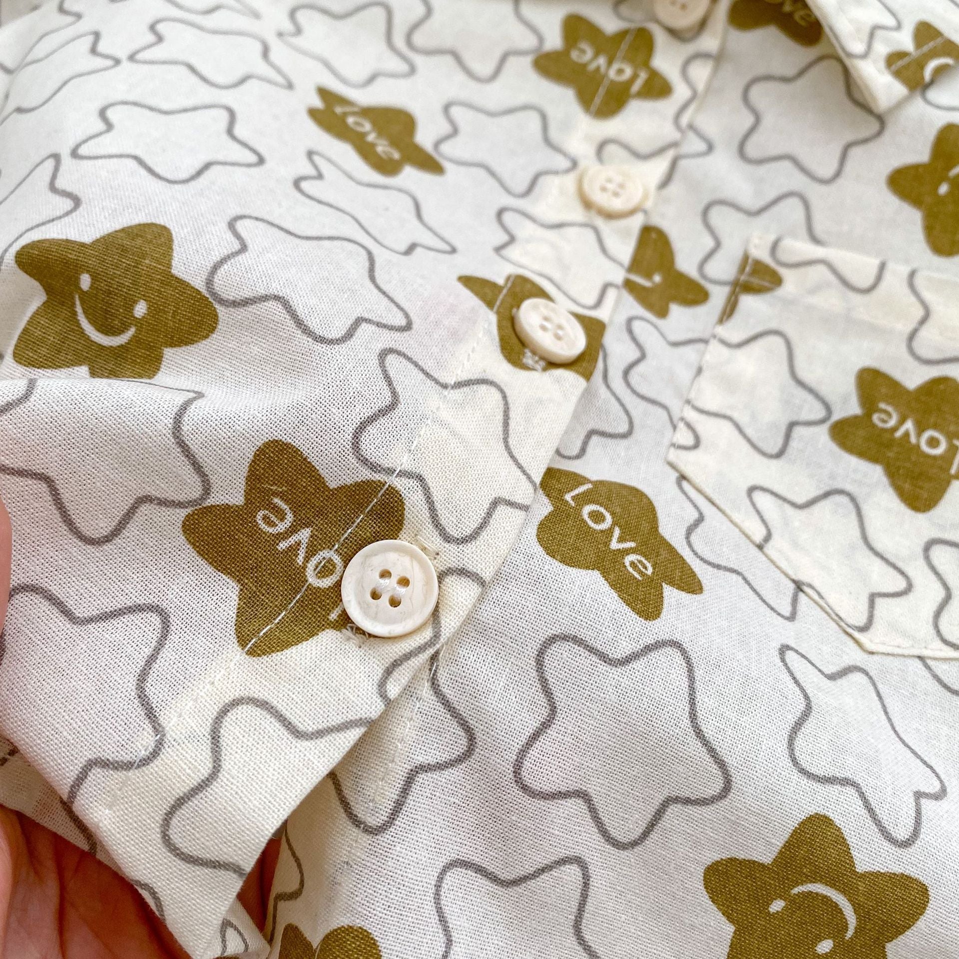 Summer Baby Kids Boys Cat/Star Pattern Turndown Collar Shirt And Shorts Clothing Set